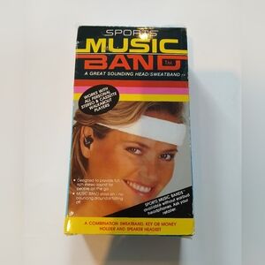 Vtg Sports Music Band Head Sweatband Key Money Holder Headset White